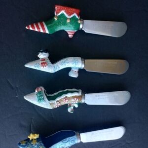 Set Of 4 Boston Warehouse Spreaders Christmas Elf Decorated High Heel Shoes
